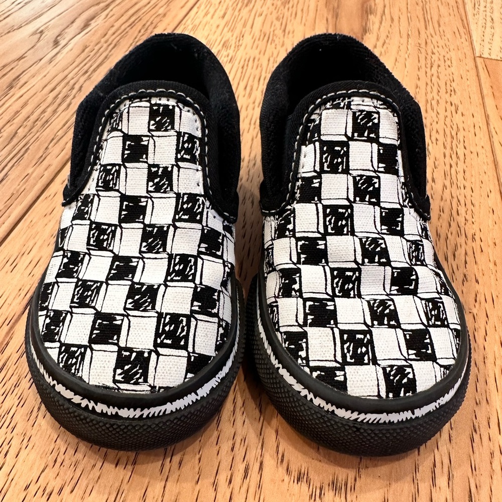 TODDLER •VANS•Slip-On Sketch Checkerboard Skate Shoe - Black/White•size 5c•NIB•
